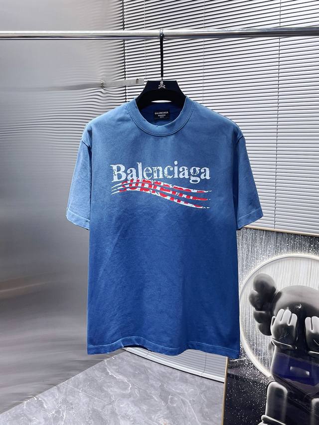 巴黎世家 Balenciaga 2024Ss新款 半袖 体恤 短袖 圆领t恤 高端版本 专柜定制面料 透气舒适度高 细节无可挑剔 品牌元素设计理念 体现高品质